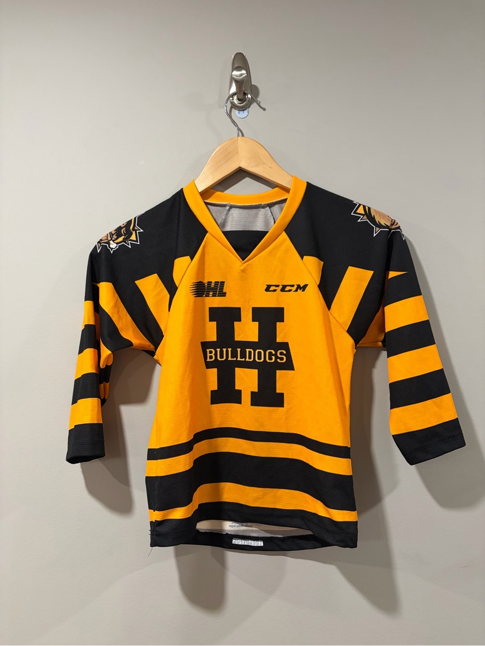 Hamilton Bulldogs CCM OHL Hockey Jersey Youth Black Gold Custom Crafted